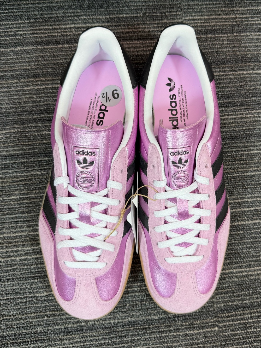 adidas Gazelle Pink with Black Stripes and Gum Sole (Women's) - Picture 4 of 8